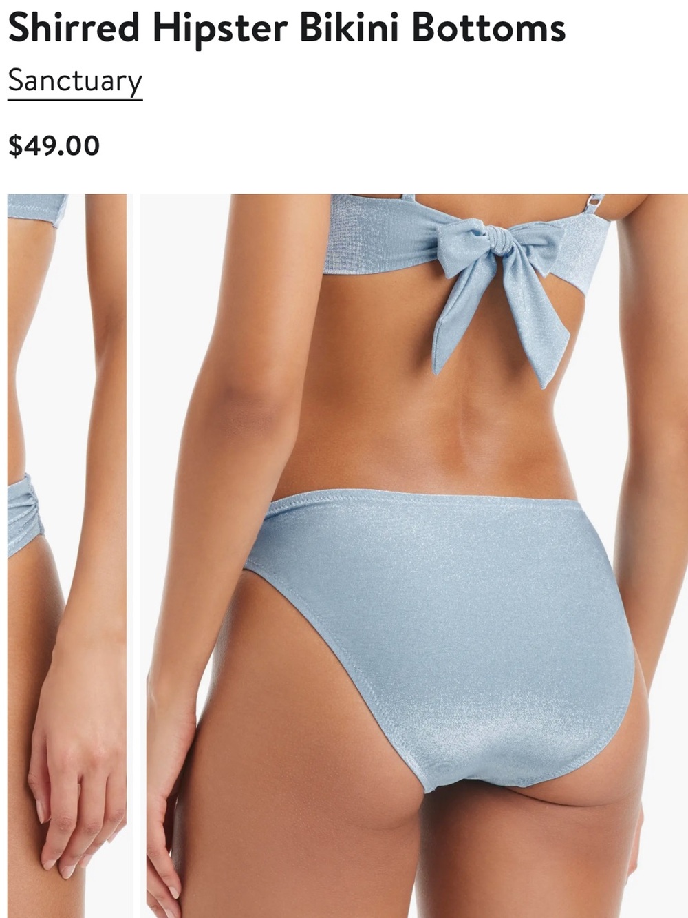 Sanctuary Shimmery Light Blue Ring Detail Swim Top